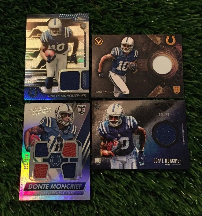 (4) DONTE MONCRIEF ROOKIE GAME USED RELICS TOPPS CHROME ABSOLUTE FIRE VALOR /25 COLLECTIBLE MEMORABILIA