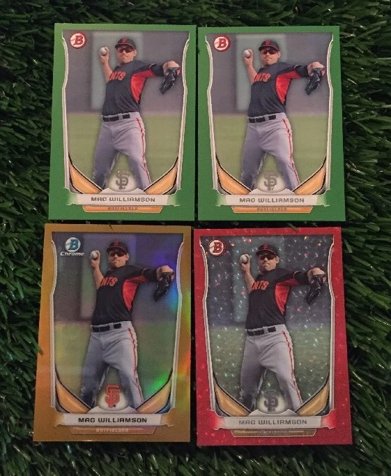 2014 Bowman Chrome MAC WILLIAMSON GOLD Refractor RC W/ GREEN & RED WAVE LOT