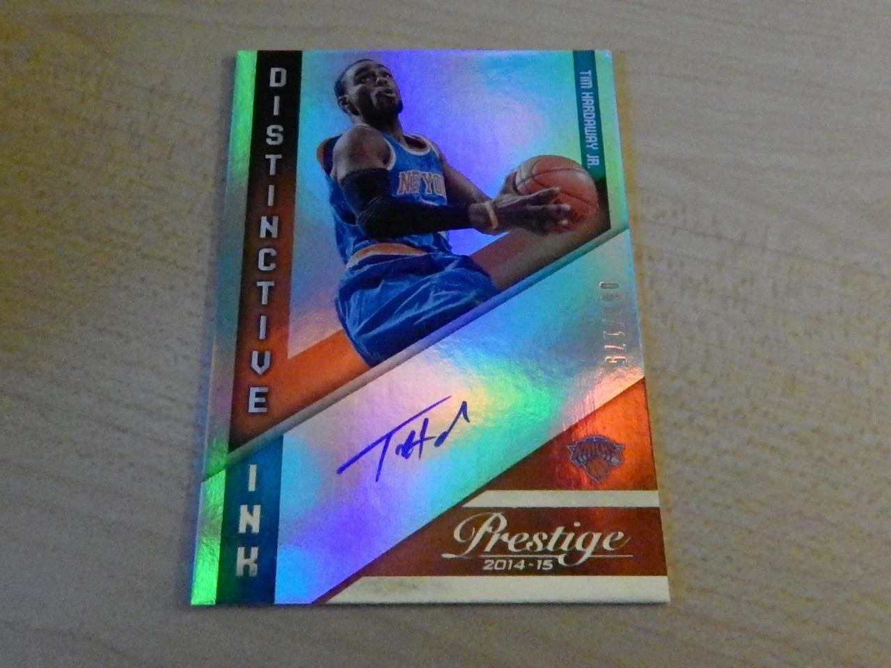 2014-15 PRESTIGE TIM HARDAWAY JR DISTINCTIVE INK ON CARD AUTO #ED /175