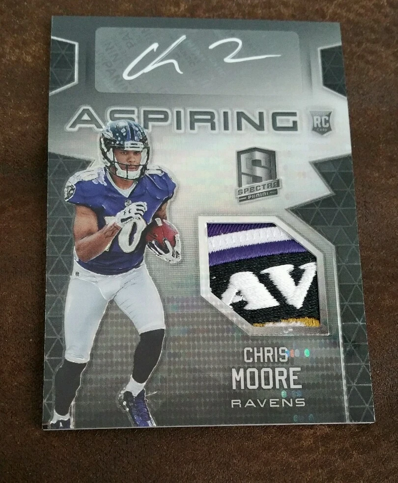 2016 PANINI SPECTRA CHRIS MOORE LOGO PATCH 4 COLOR AUTO SILVER INK # 1/5 BLACK