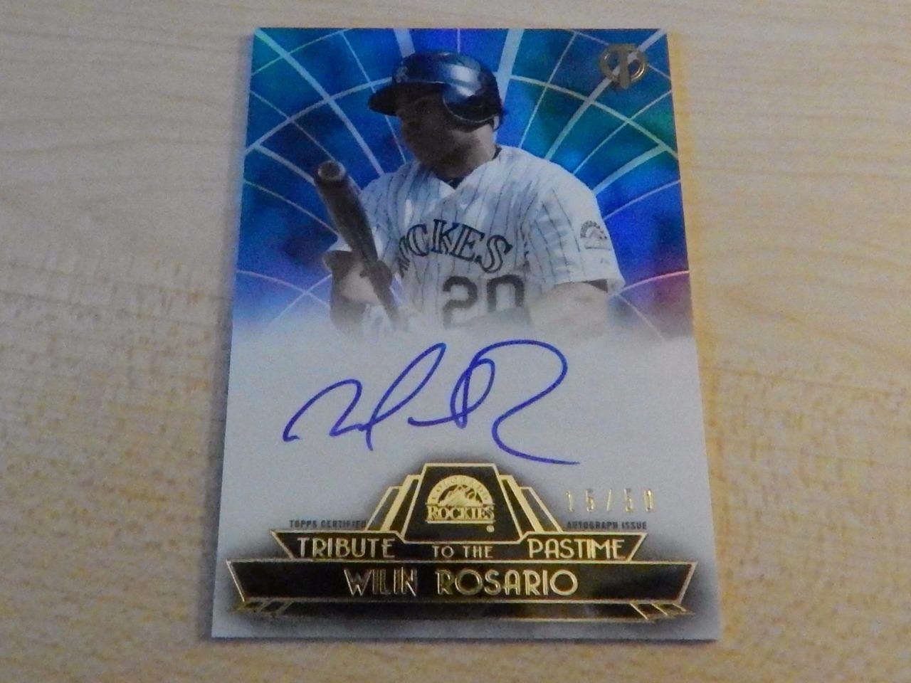 2014 TOPPS TRIBUTE WILIN ROSARIO TRIBUTE TO THE PASTIME ON CARD AUTO #ED /50