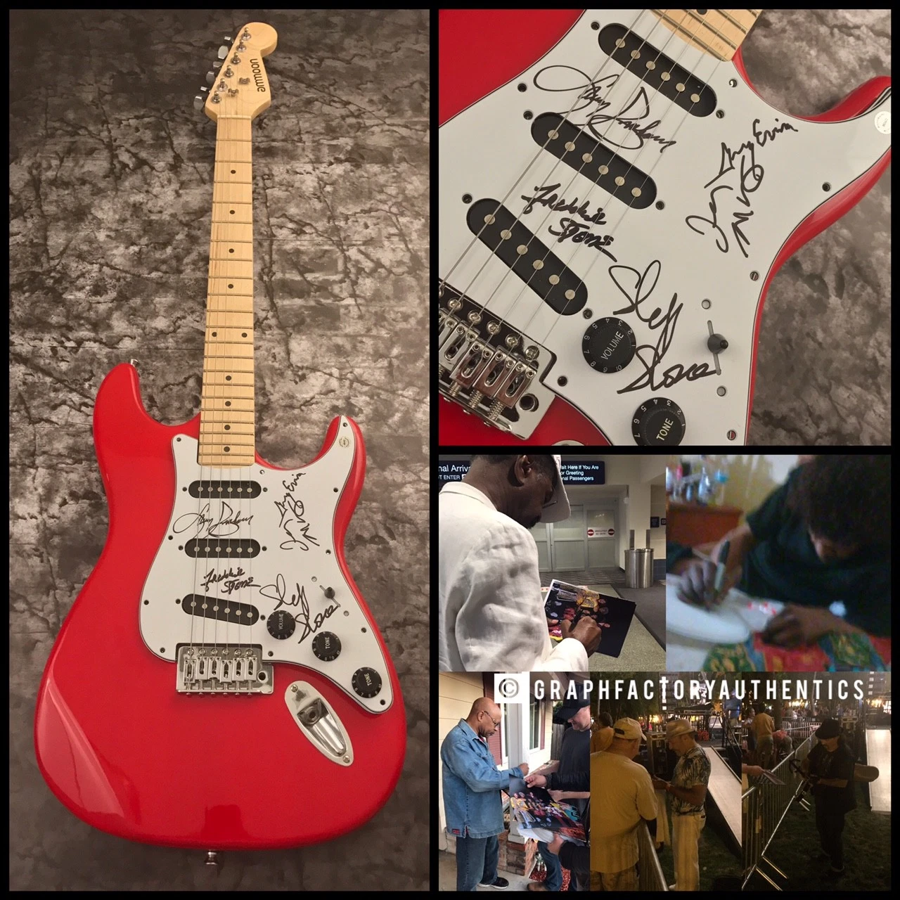 GFA Rare Band x5 * SLY AND THE FAMILY STONE * Signed Electric Guitar AD3 COA