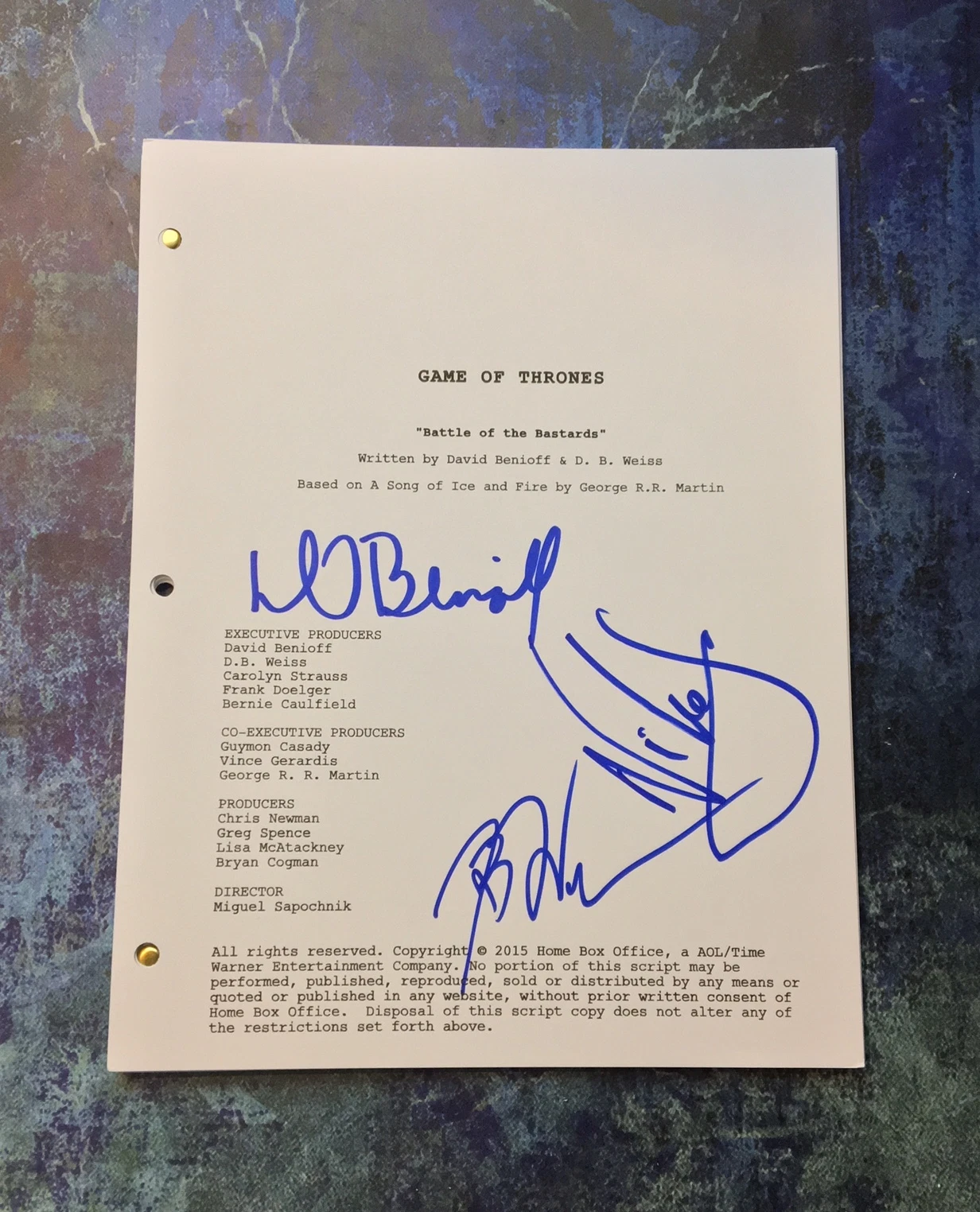 GFA x3 Creators & Nikolai * GAME OF THRONES * Signed TV Episode Script AD2 COA