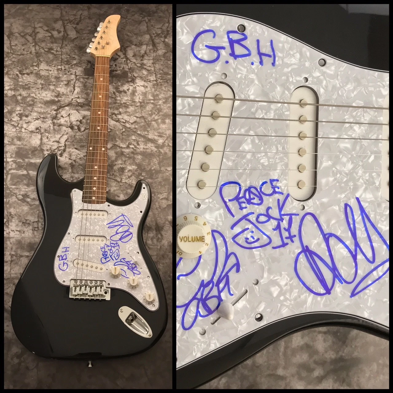 GFA Colin Ross & Jock * CHARGED GBH * Band Signed Electric Guitar LA1 COA