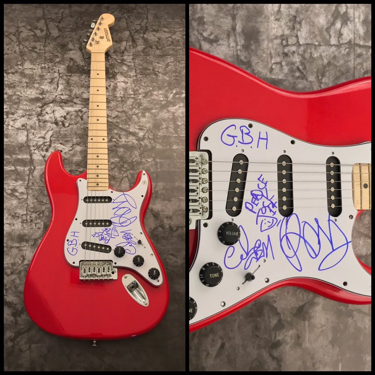 GFA Colin Ross & Jock * CHARGED GBH * Band Signed Electric Guitar LA2 COA