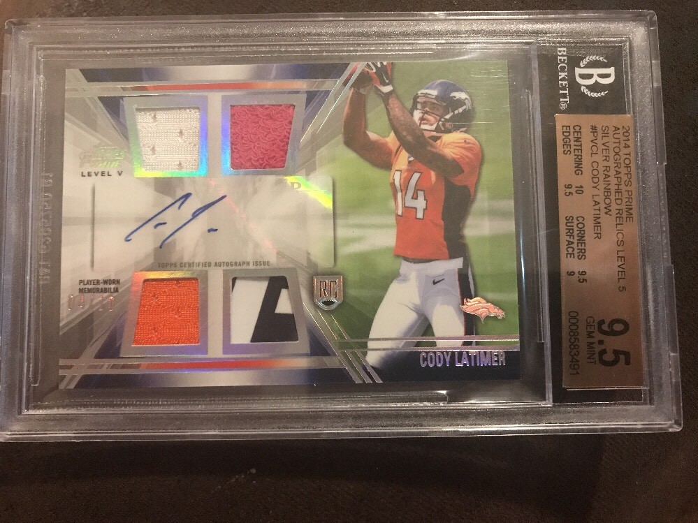 2014 Topps Prime Cody Latimer Prime V Auto Relic SILVER RAINBOW 4/10 BGS 9.5/10