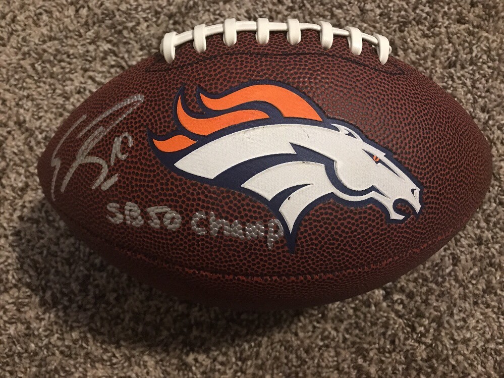 Emmanuel Sanders Signed Denver Broncos Football JSA Coa INSCRIBED SB 50 CHAMPS