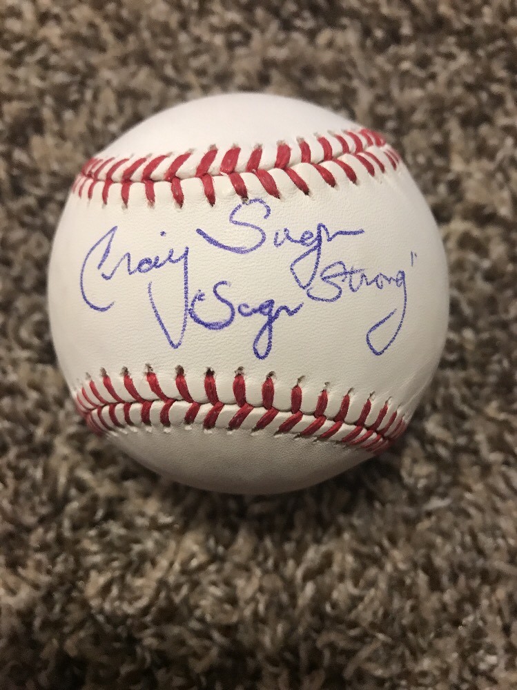 CRAIG SAGER SIGNED AUTO RAWLINGS MLB BASEBALL SAGER STRONG JSA COA
