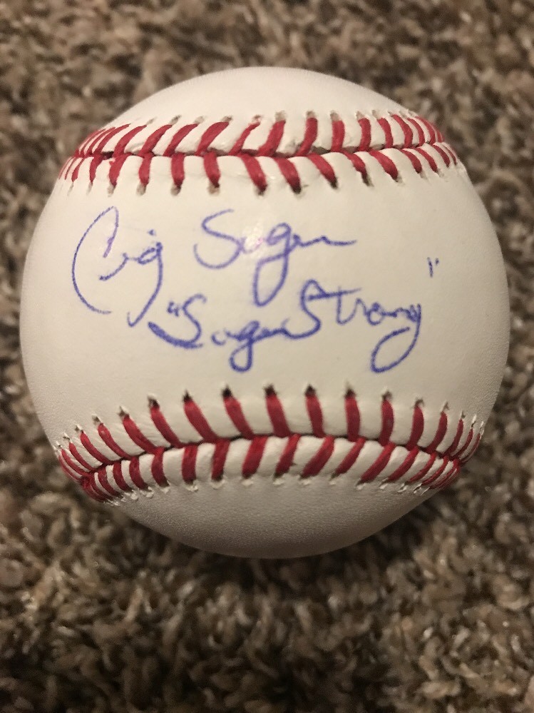 CRAIG SAGER SIGNED AUTO RAWLINGS MLB BASEBALL SAGER STRONG JSA COA