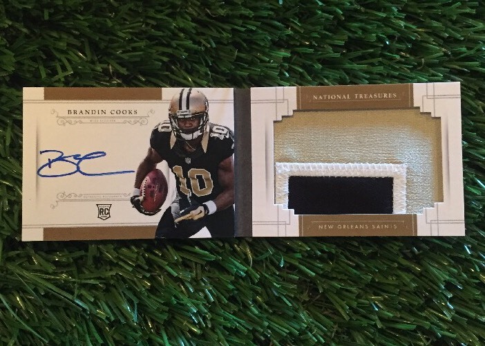 2014 PANINI NATIONAL TREASURES BRANDIN COOKS #ED /99 RC AUTO 3 CLR PATCH BOOK