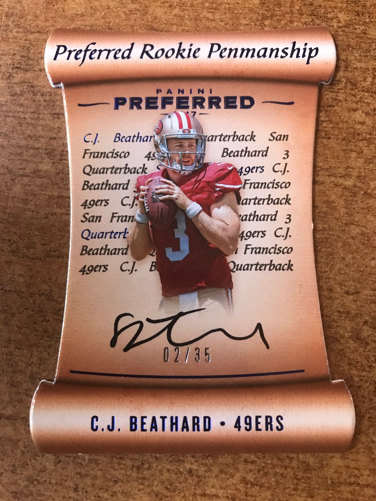 2017 Panini Preferred Blue #192 C.J. Beathard Rookie AUTOGRAPH 49ers /35