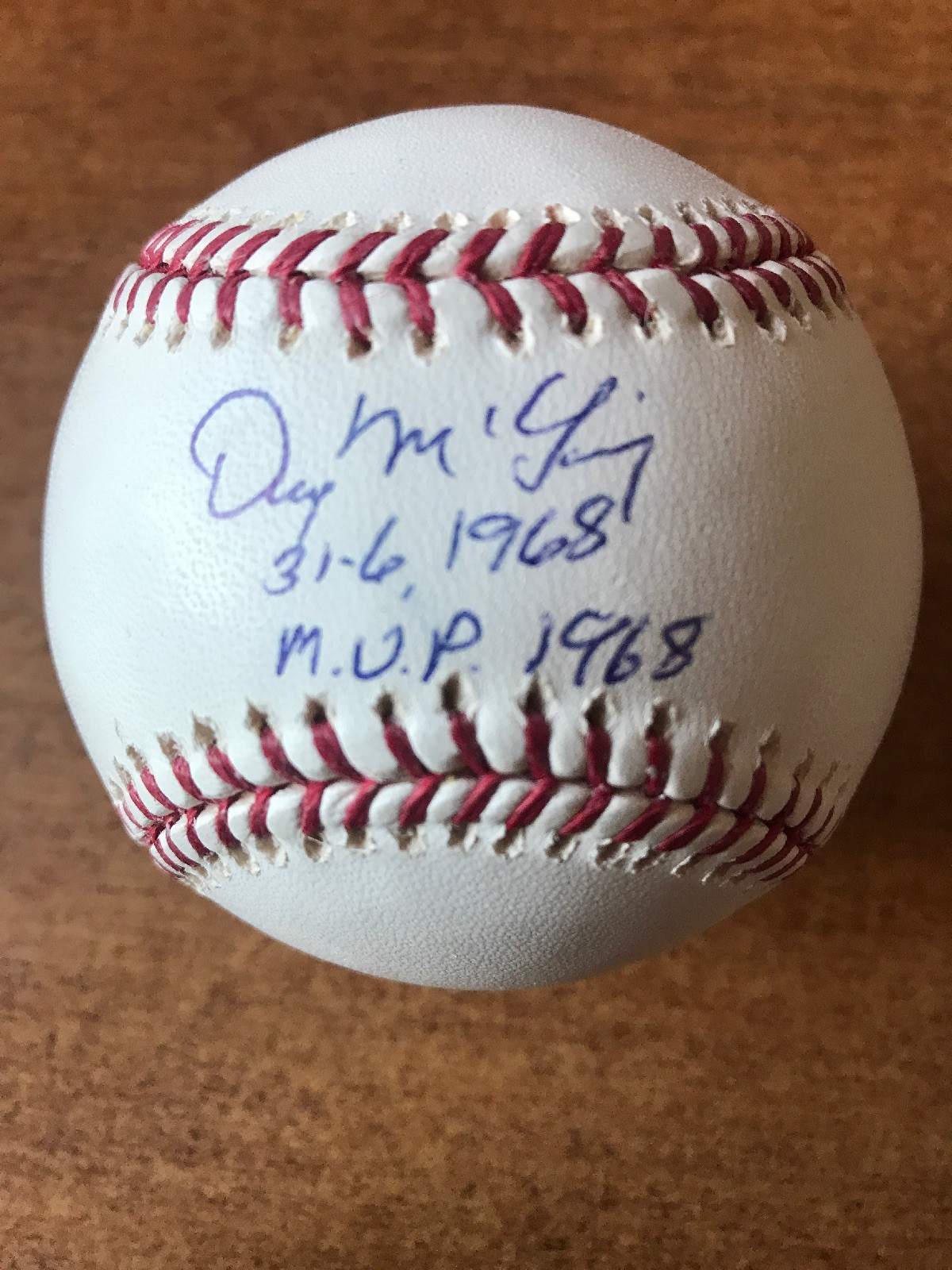 DENNY MCLAIN INSCRIBED AUTOGRAPHED SIGNED MLB BASEBALL DETROIT TIGERS JSA COA