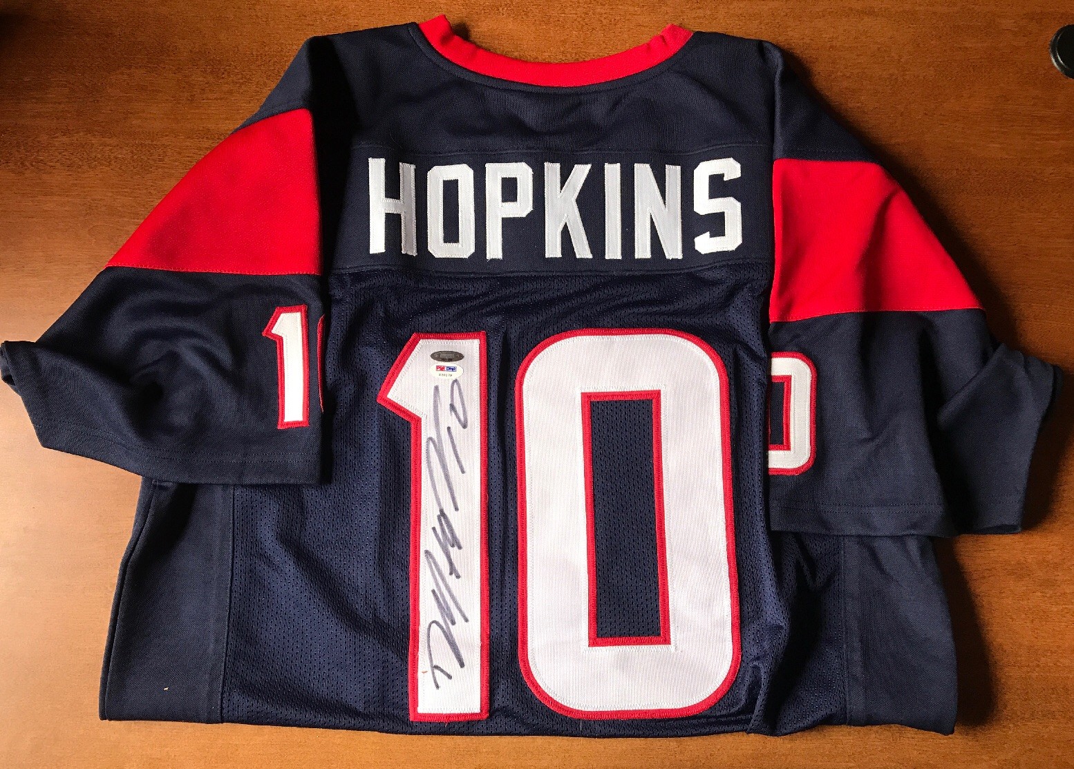 DEANDRE HOPKINS SIGNED XL TEXANS JERSEY PSA/DNA TRISTAR STICKERS HUGE SIGNATURE