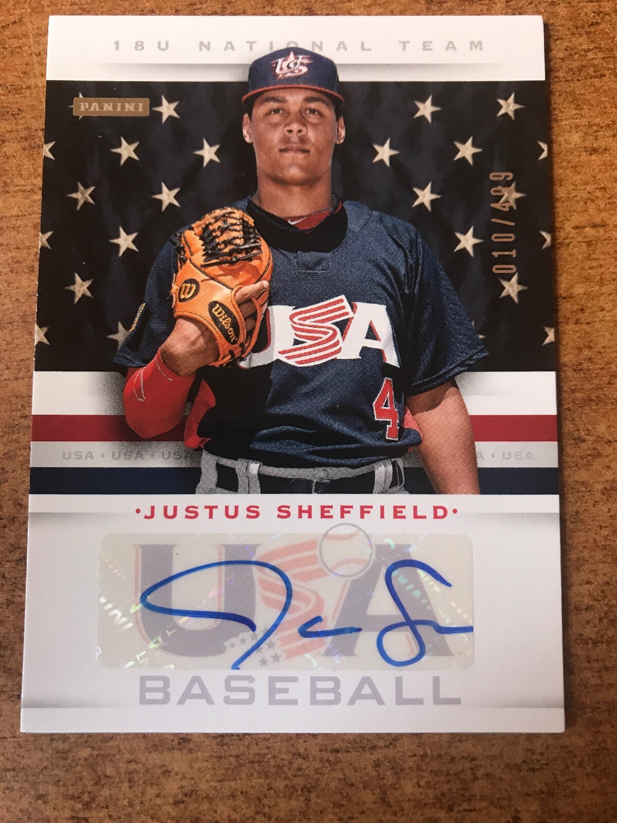 Justus Sheffield 2013 USA Box Set RC AUTO #18  /499 Panini Yankees Autograph