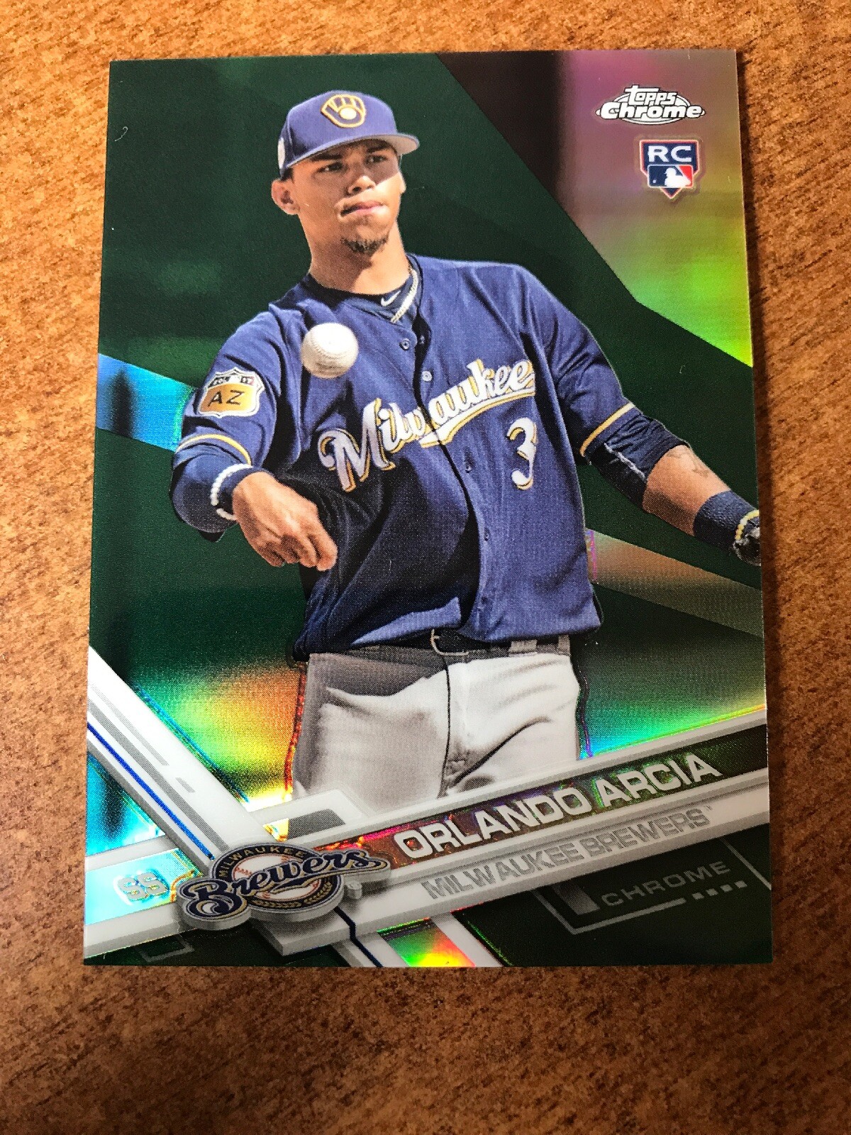 Orlando Arcia2017 Topps Chrome Green Refractor RC 74/99 BREWERS