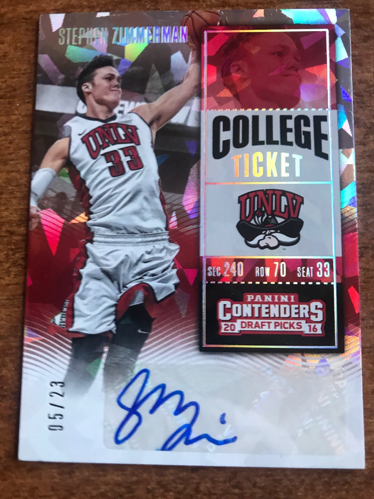 2016 STEPHEN ZIMMERMAN Contenders College Ticket Cracked Ice 5/23