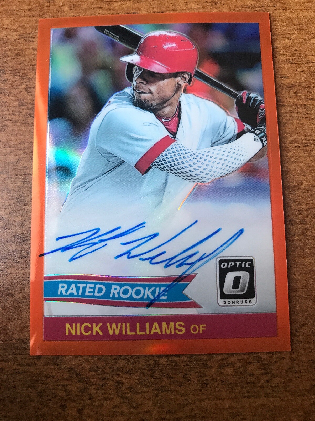 2018 Optic RATED ROOKIE 1984 RETRO ORANGE ON CARD AUTO NICK WILLIAMS RC 64/75