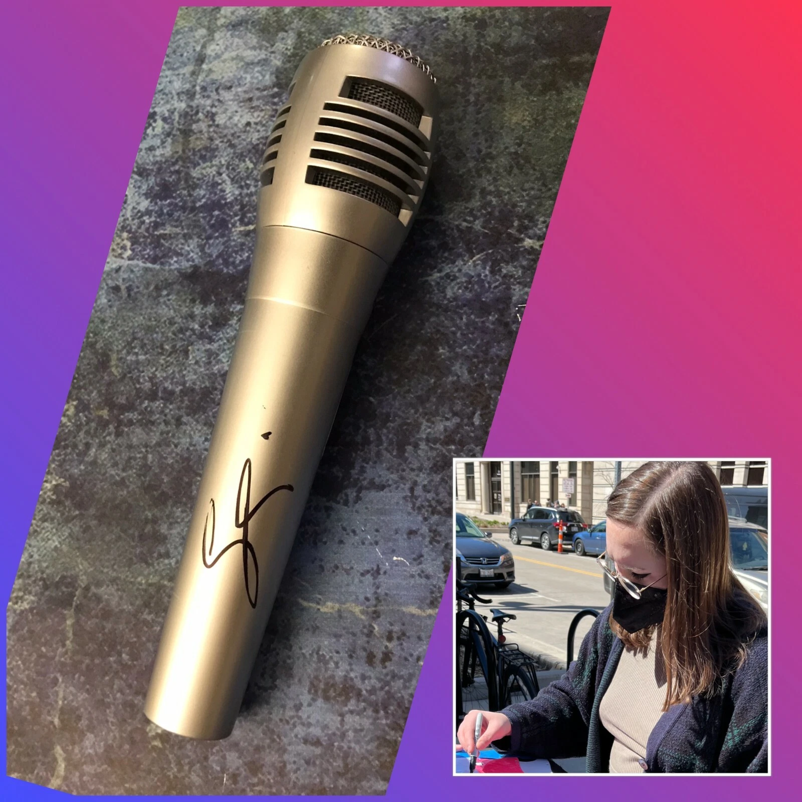 GFA circle the drain  * SOCCER MOMMY *  Signed Microphone PROOF S1 COA