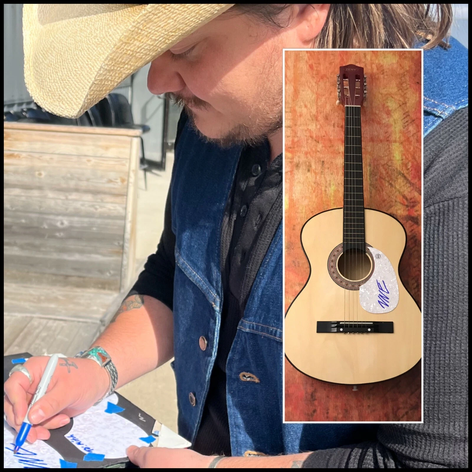 GFA 25 & Wastin' Time  * VINCENT NEIL EMERSON *  Signed Acoustic Guitar V1 COA