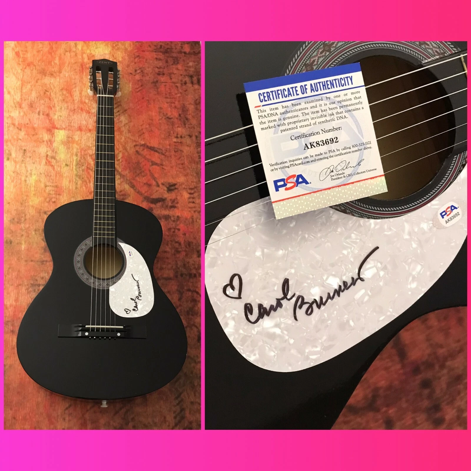 PSA  Annie & Broadway Star  * CAROL BURNETT * Signed Acoustic Guitar C3 COA