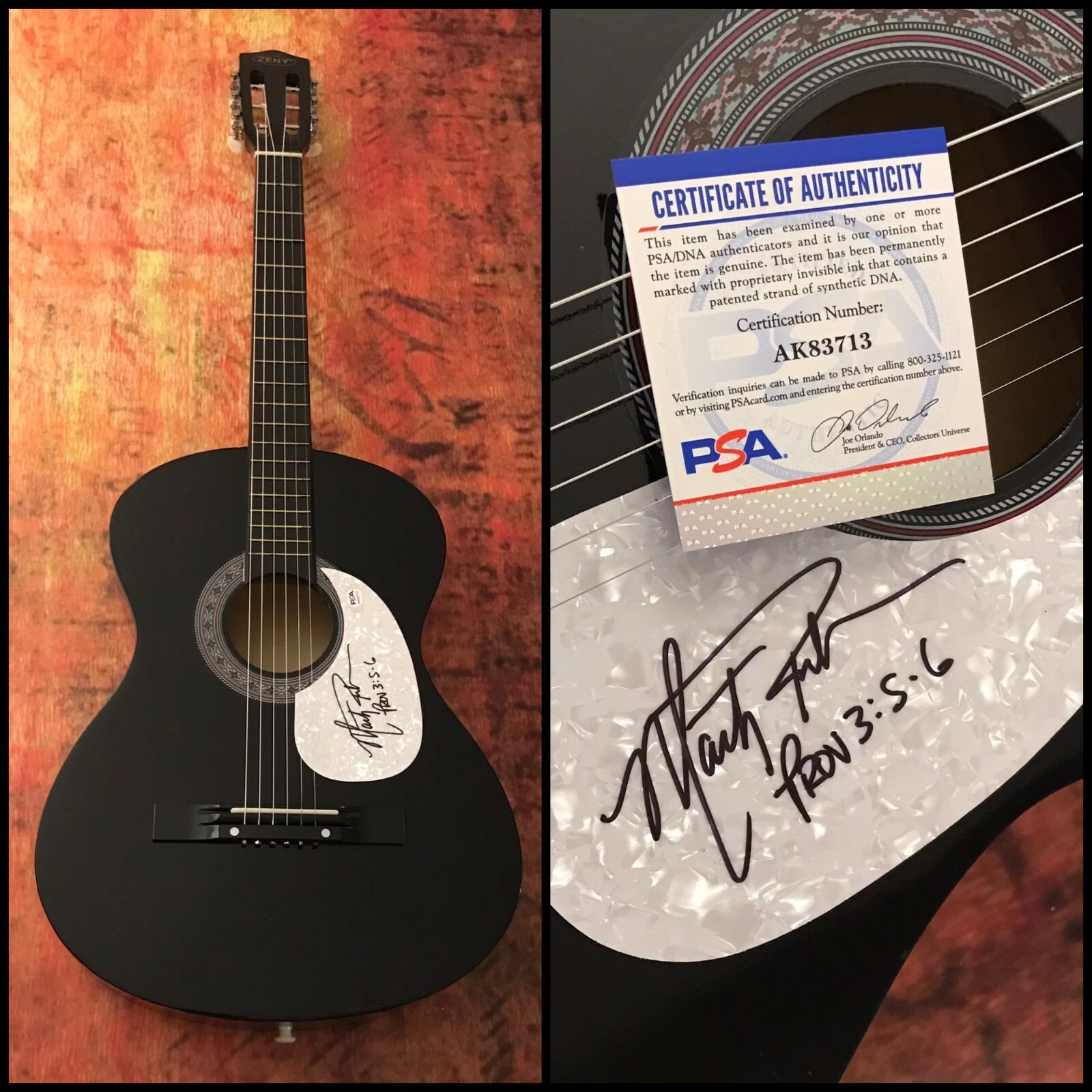 PSA Shenandoah Two Dozen Roses  * MARTY RAYBON *  Signed Acoustic Guitar M3 COA