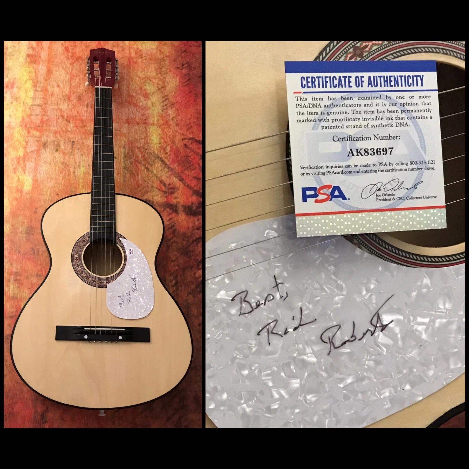 PSA The Flying Burrito Brothers   * RICK ROBERTS *  Signed Acoustic Guitar COA