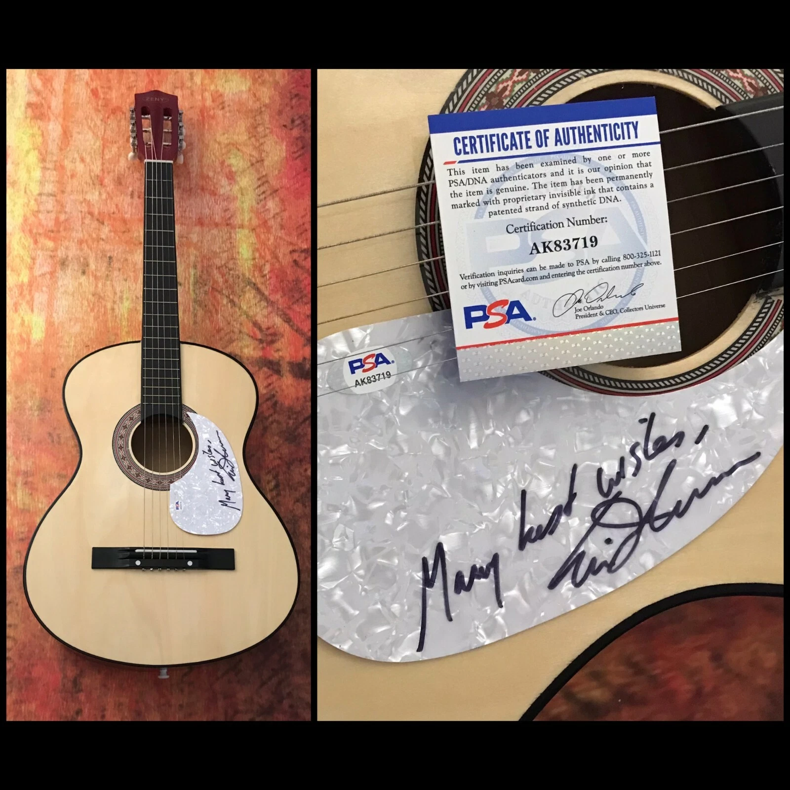 PSA Cliffs of Dover Guitarist  * ERIC JOHNSON *  Signed Acoustic Guitar  COA