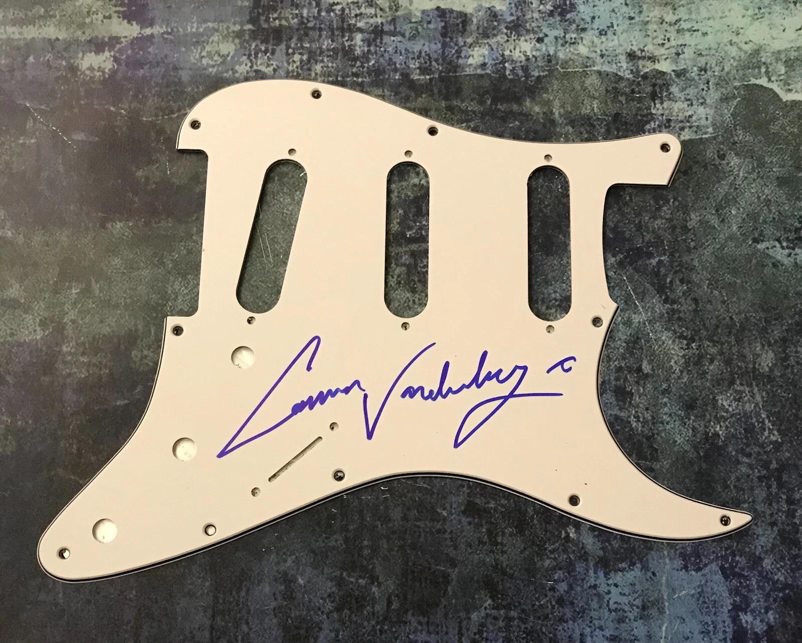 GFA Bones UK Band  * CARMEN VANDENBERG *  Signed Electric Pickguard COA