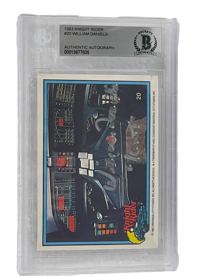 WILLIAM DANIELS SIGNED KNIGHT RIDER DONRUSS TRADING CARD #20 SLABBED BECKETT 1