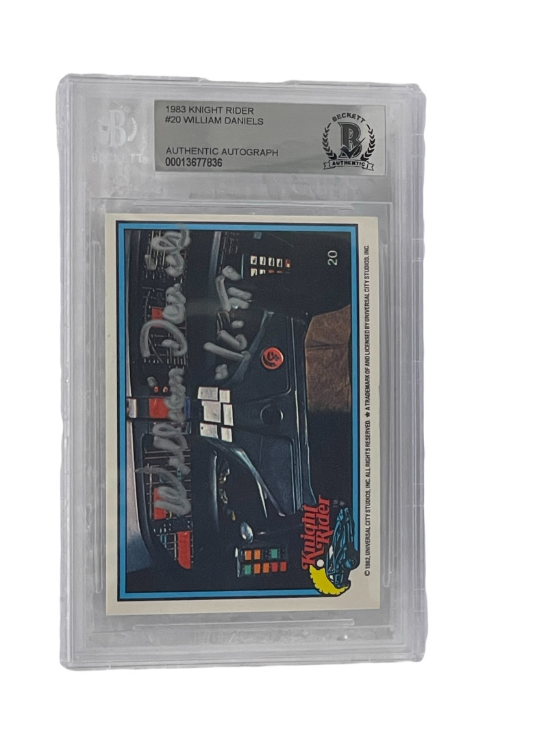 WILLIAM DANIELS SIGNED KNIGHT RIDER DONRUSS TRADING CARD #20 SLABBED BECKETT 2 COLLECTIBLE MEMORABILIA
