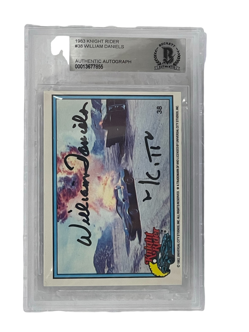WILLIAM DANIELS SIGNED KNIGHT RIDER DONRUSS TRADING CARD #38 SLABBED BECKETT 1 COLLECTIBLE MEMORABILIA