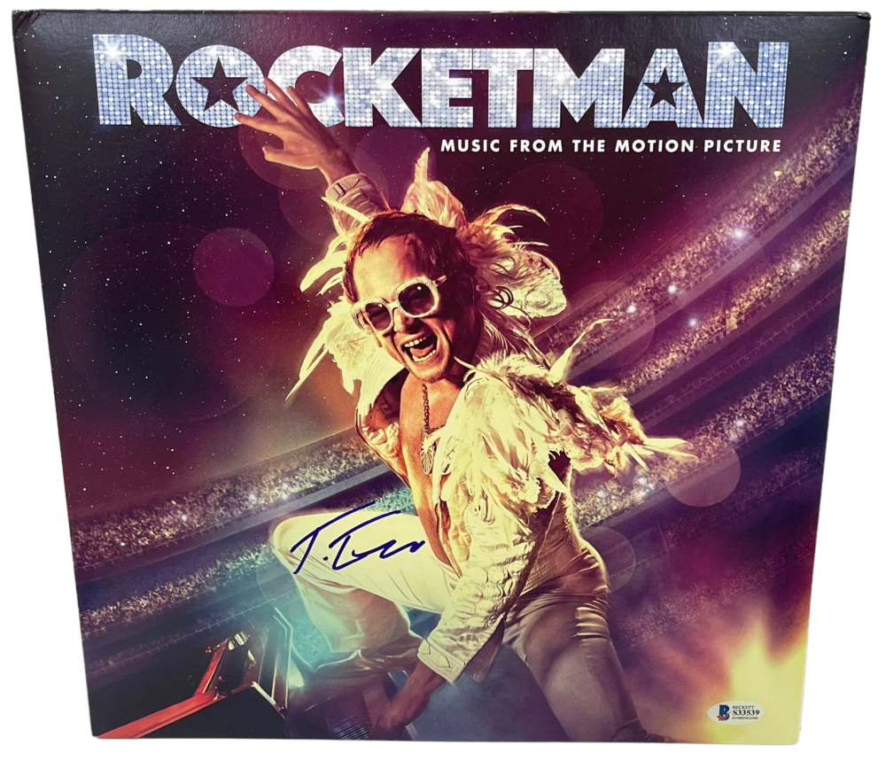 TARON EGERTON SIGNED ROCKETMAN SOUNDTRACK VINYL ALBUM AUTHENTIC AUTOGRAPH BAS