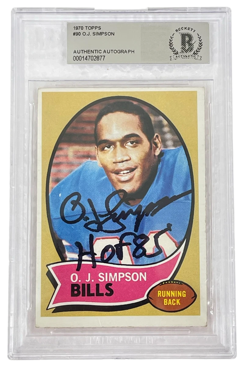 OJ SIMPSON SIGNED 1970 TOPPS #70 ROOKIE CARD AUTOGARPHED BILLS BECKETT SLABBED 1