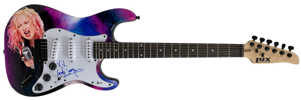 CYNDI LAUPER SIGNED FULL SIZE CUSTOM ELECTRIC GUITAR AUTHENTIC AUTOGRAPH BECKETT