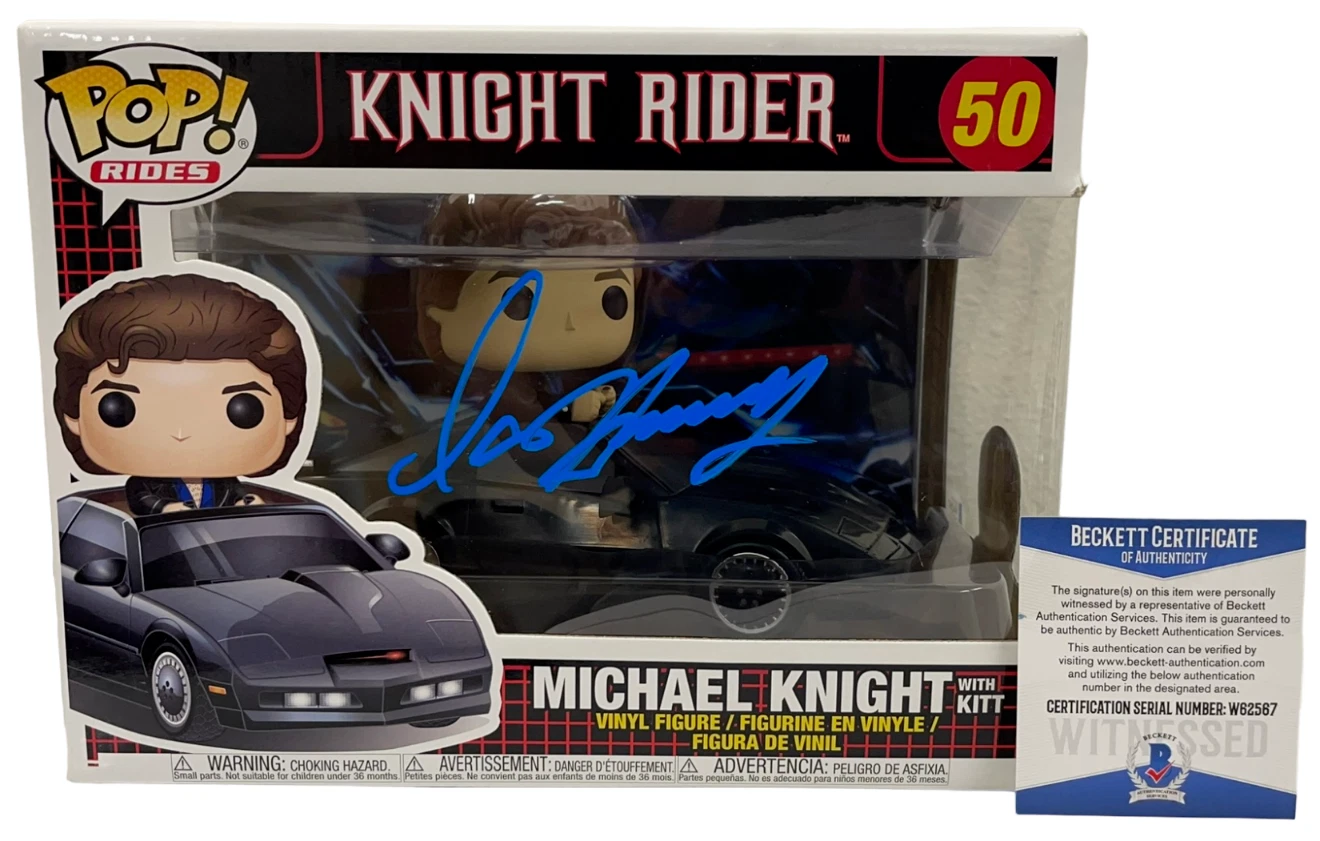 DAVID HASSELHOFF SIGNED KNIGHT RIDER MICHAEL KNIGHT FUNKO FIGURE RIDE BECKETT