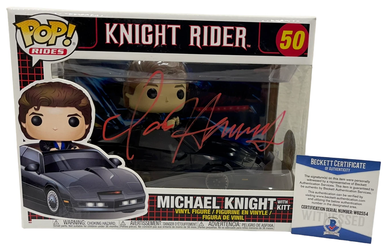 DAVID HASSELHOFF SIGNED KNIGHT RIDER MICHAEL KNIGHT FUNKO FIGURE RIDE BECKETT