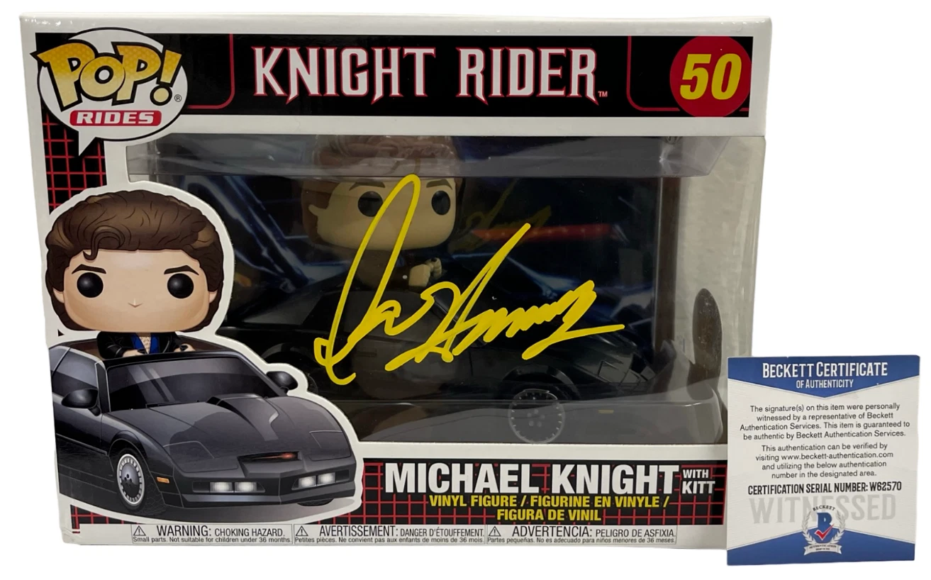 DAVID HASSELHOFF SIGNED KNIGHT RIDER MICHAEL KNIGHT FUNKO FIGURE RIDE BECKETT