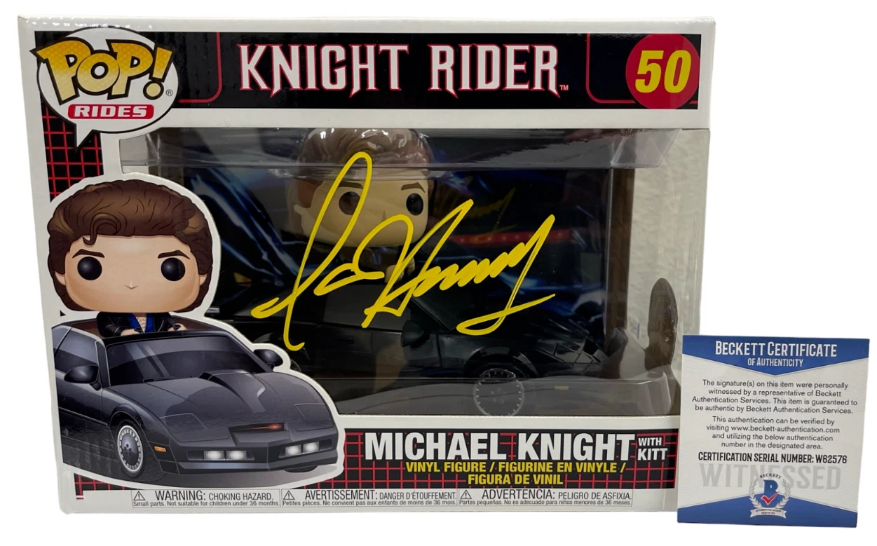 DAVID HASSELHOFF SIGNED KNIGHT RIDER MICHAEL KNIGHT FUNKO FIGURE RIDE BECKETT