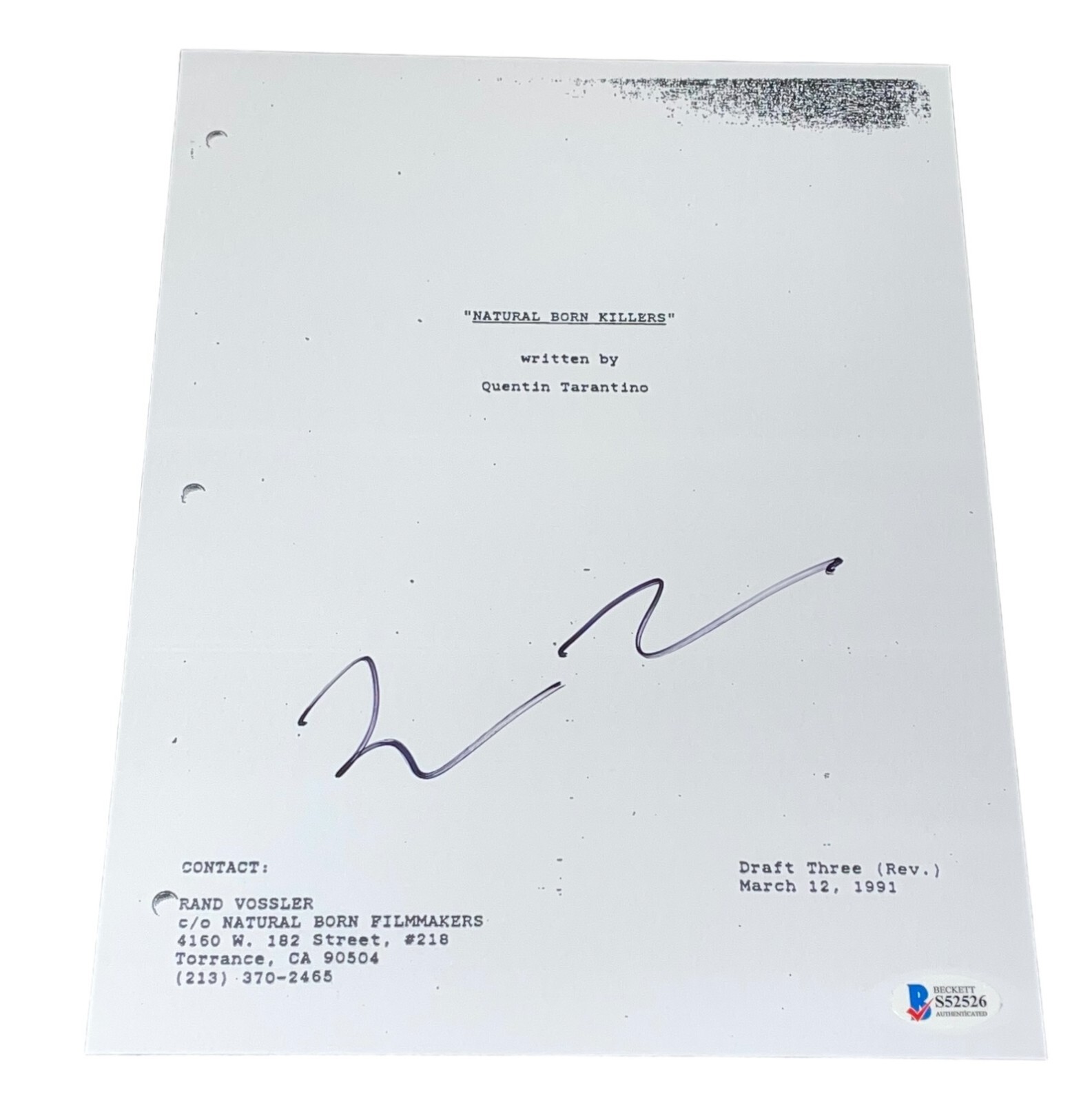 Natural Born Script Quentin Tarantino Signed Autograph Natural Born Killers Script ...