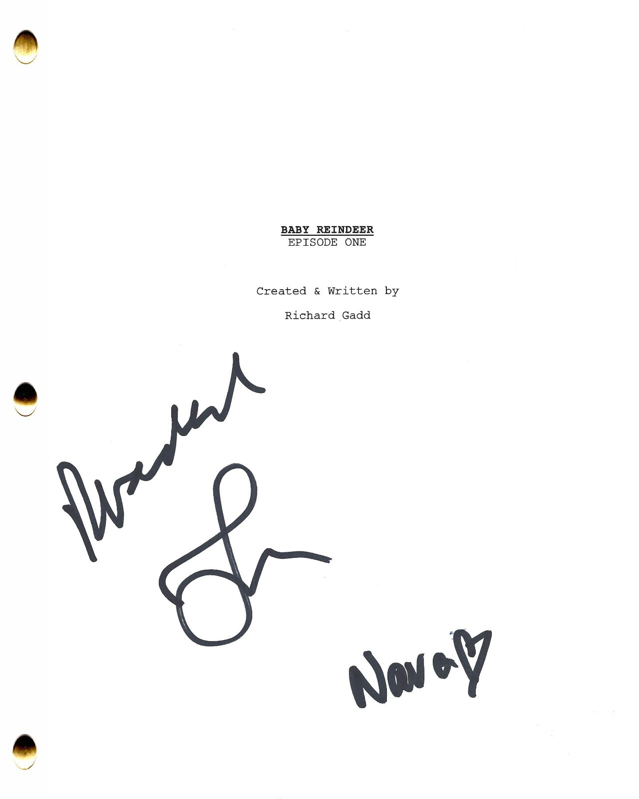 Richard Gadd Jessica Gunning Nava Mau Signed Baby Reindeer Pilot Script Auto