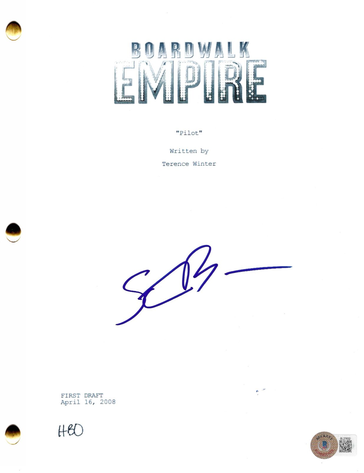 Steve Buscemi Signed Boardwalk Empire Pilot Script Authentic Autograph Beckett