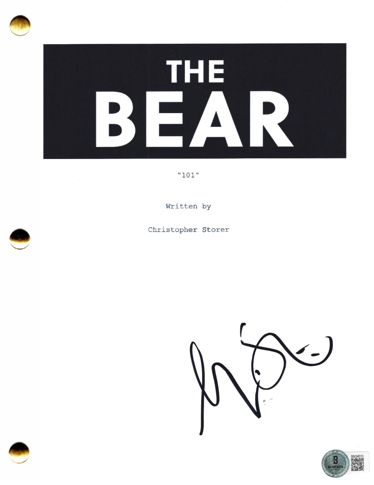 Ayo Edebiri Signed The Bear Pilot Script Authentic Autograph Beckett