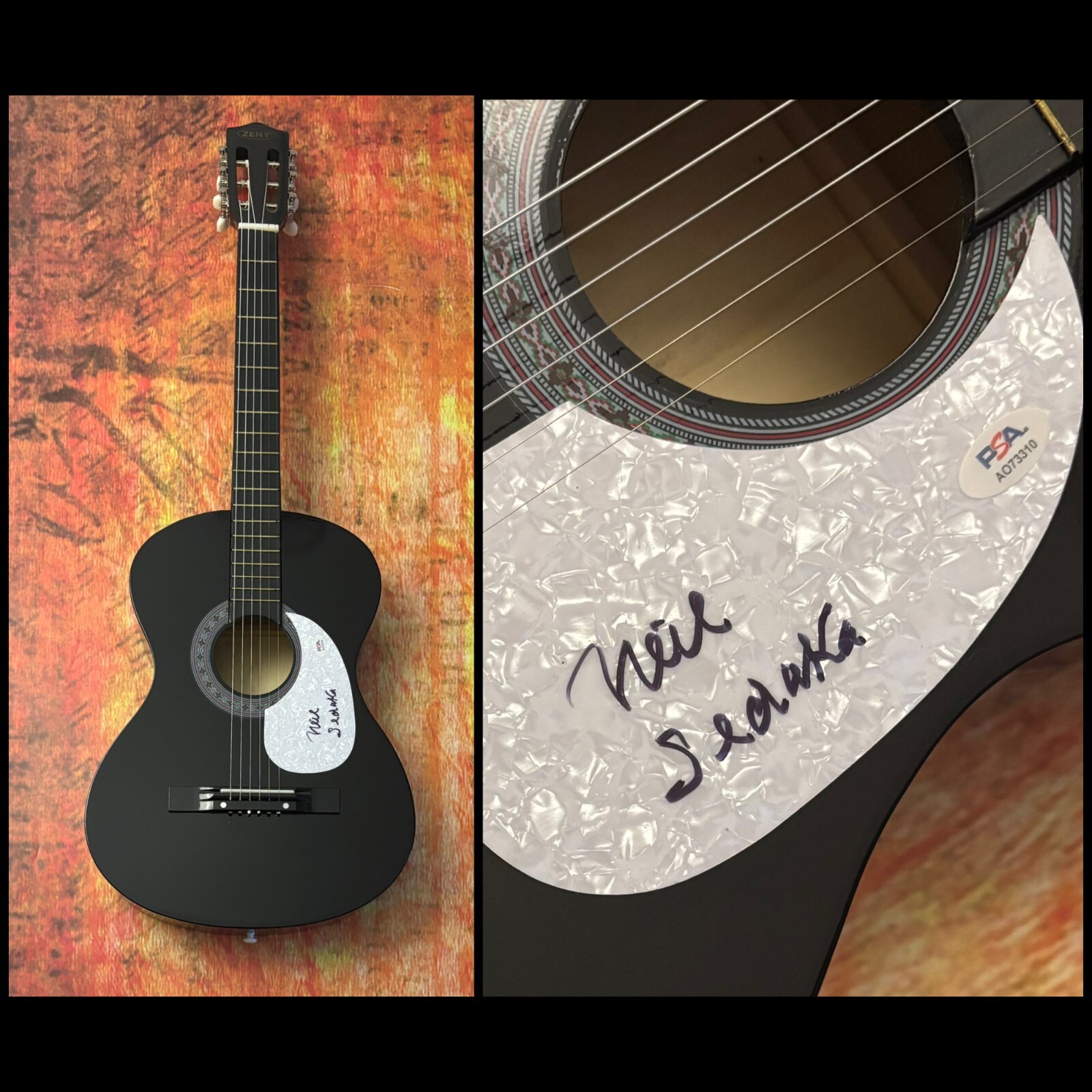 PSA Breaking Up is Hard to Do Star  * NEIL SEDAKA *  Signed Acoustic Guitar COA
