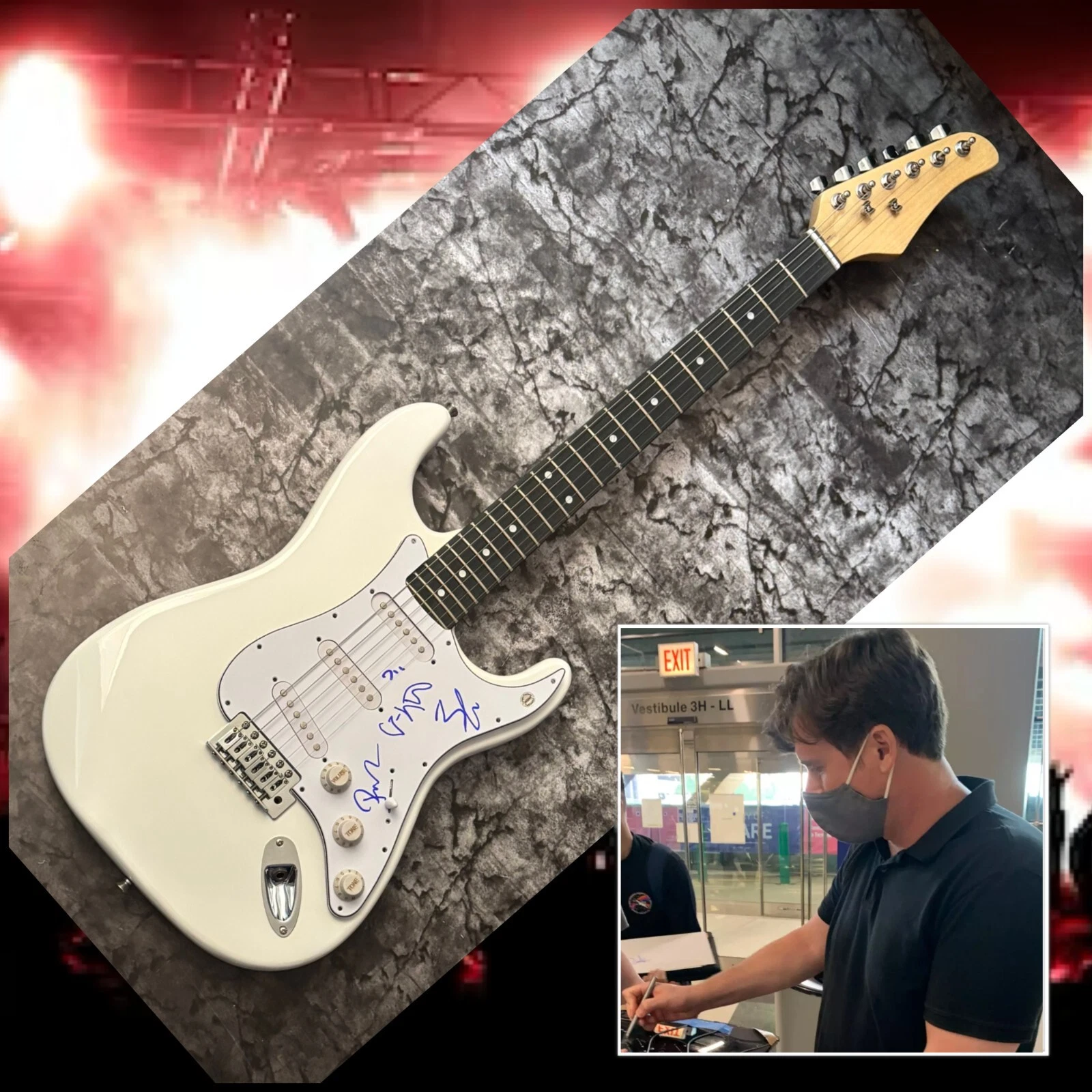 GFA Jim Adkins x4 Band  * JIMMY EAT WORLD *  Signed Electric Guitar PROOF J8 COA