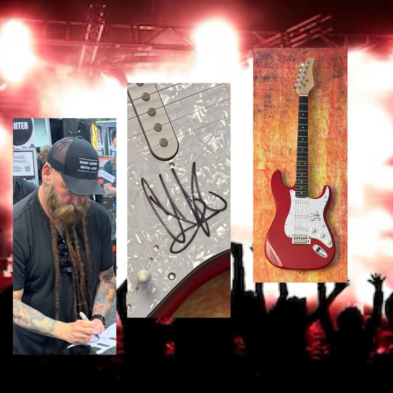 GFA Five Finger Death Punch  * CHRIS KAEL*  Signed Electric Guitar PROOF COA