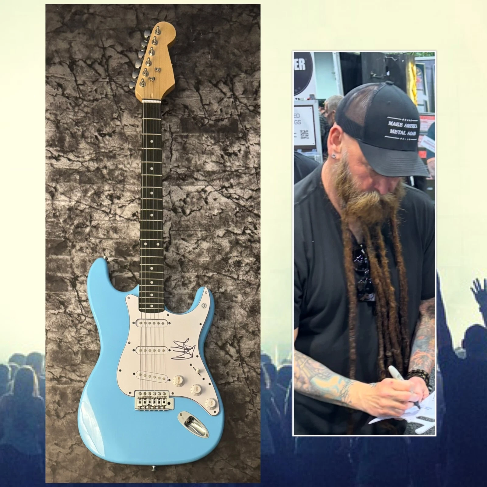 GFA Five Finger Death Punch  * CHRIS KAEL*  Signed Electric Guitar PROOF COA