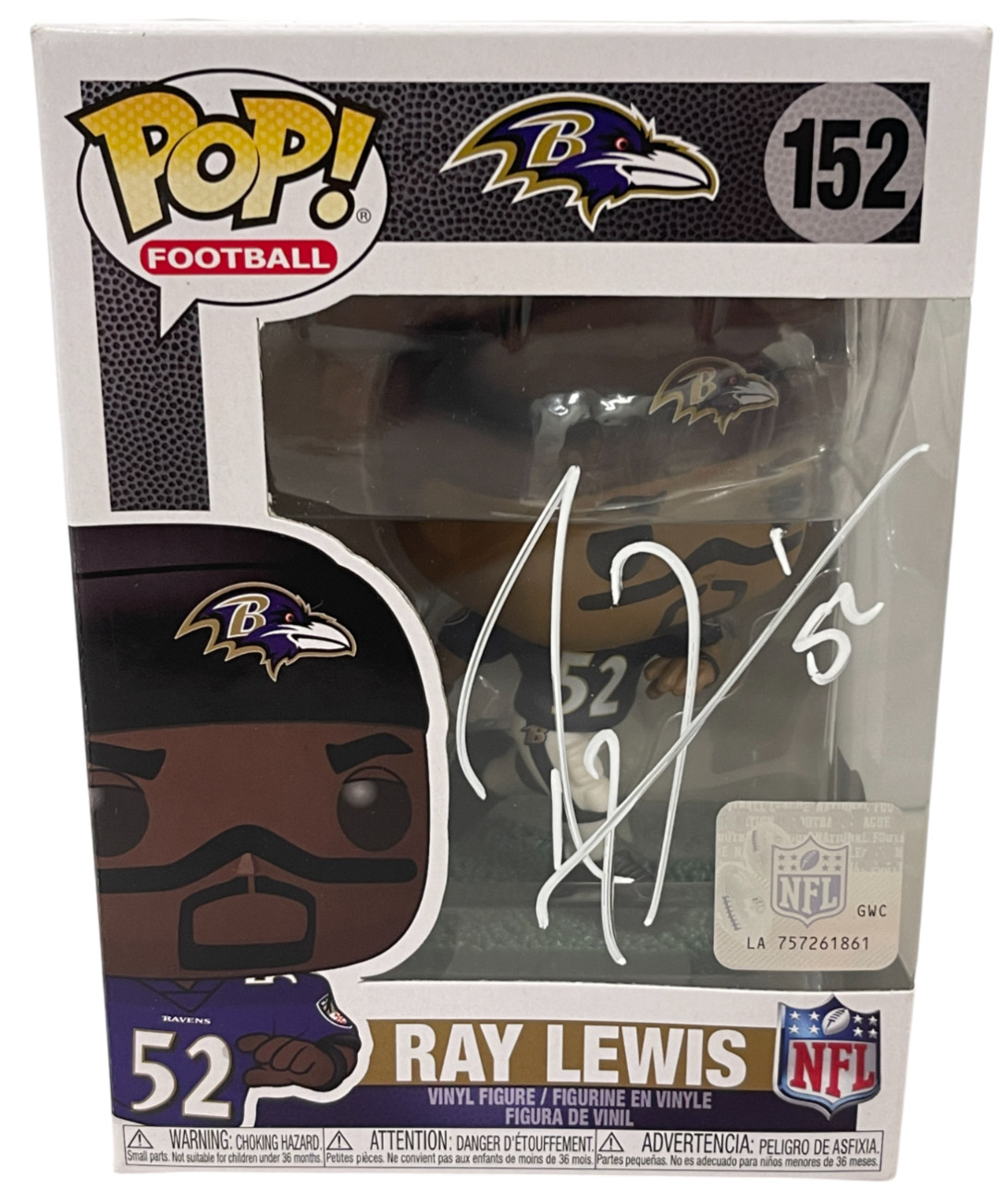 RAY LEWIS SIGNED BALTIMORE RAVENS FUNKO NFL AUTHENTIC AUTOGRAPH BECKETT WITNESS COLLECTIBLE MEMORABILIA
