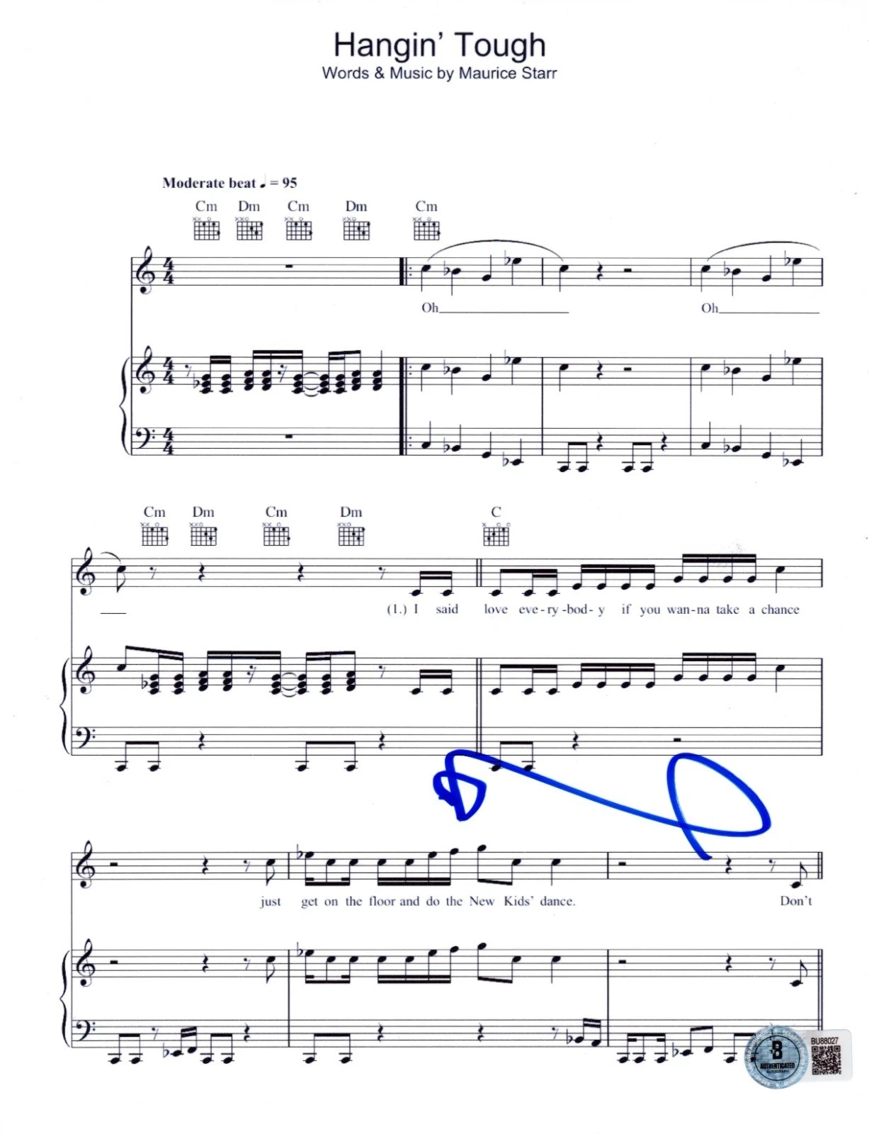 Donnie Wahlberg Signed Hangin' Tough Sheet Music New Kids on the Block Beckett