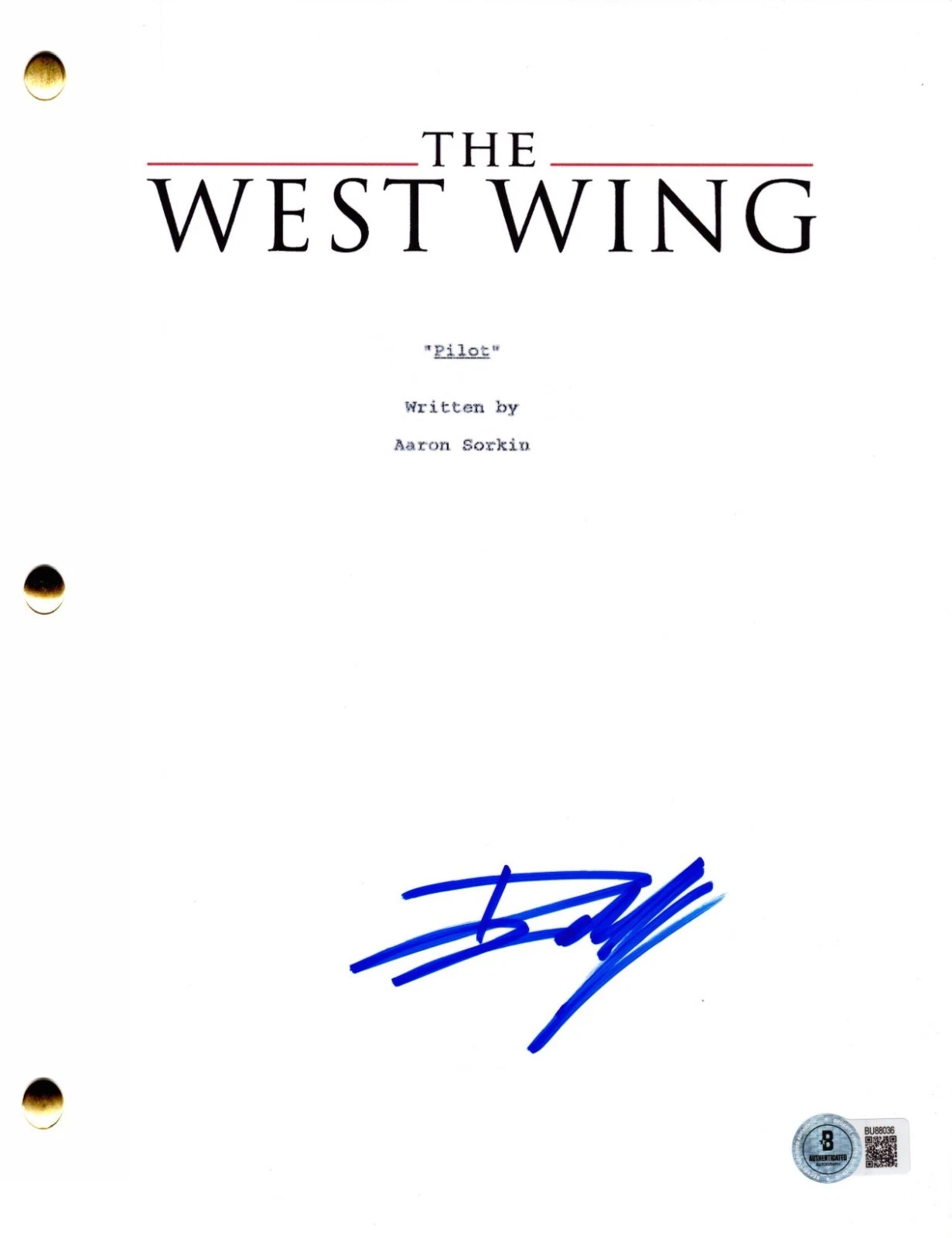 Bradley Whitford Signed The West Wing Pilot Script Authentic Autograph Beckett