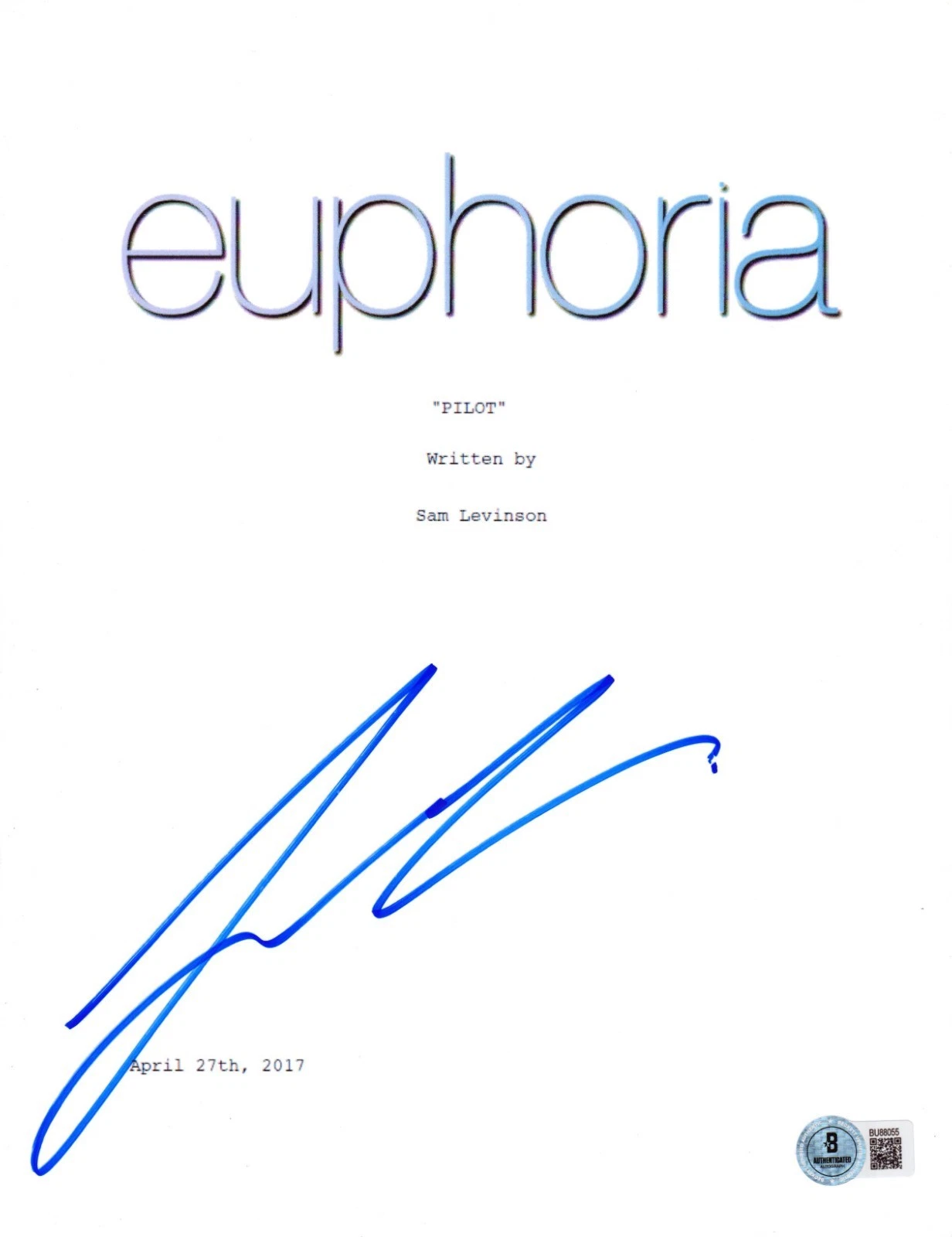 Jacob Elordi Signed Euphoria Full Pilot Script Authentic Autograph Beckett